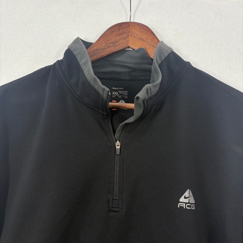 Nike FitDry ACG Mens Black Dri Fit 1/4 Zip Pullover Jacket XXL VTG 90s Athletic‎